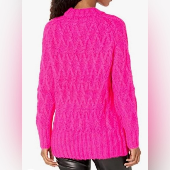 Steve Madden Women’s Olive Cable Knit Sweater in Pink Glo Size Large - Picture 2 of 7